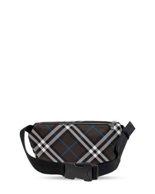 Burberry Checked Ekd Motif Belt Bag in Black for Men | Lyst