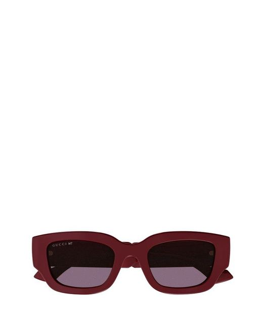 Gucci Red Rectangle Frame Sunglasses