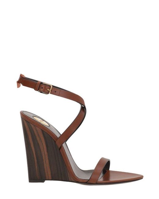 Saint Laurent Gippy Sandals in Brown | Lyst
