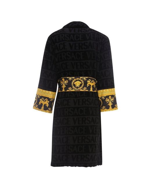 Opiaat Rood Bestudeer Versace Bathrobe in Black for Men | Lyst