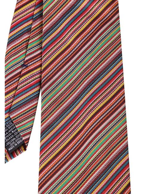 Paul Smith Brown Signature Stripe Printed Tie for men