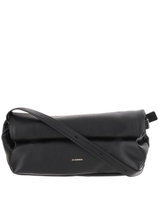 Jil Sander Black Calfskin Leather Flap Shoulder Bag