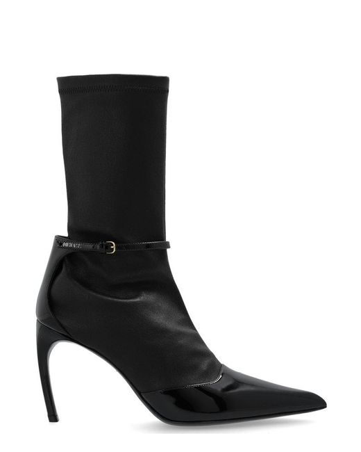 Ferragamo Black Pointed Toe Ankle Boots