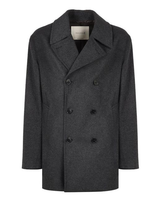 Mackintosh Black Dalton Wool Blend Peacoat for men