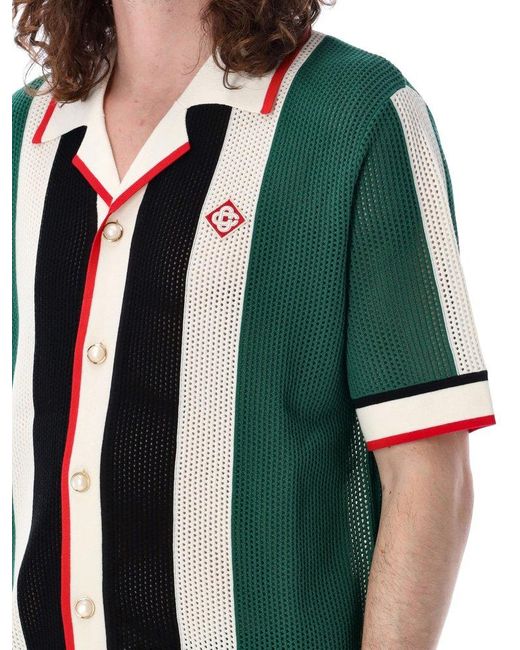 Casablancabrand Green Striped Mesh Shirt for men
