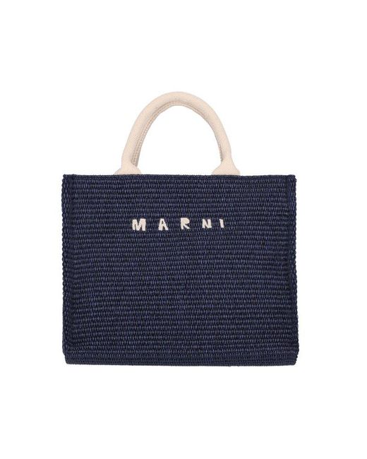 Marni Blue Small Logo Tote Bag