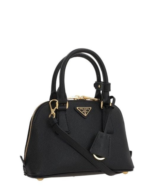 【PRADA】TOP-HANDLE BAG Prada Zip-Up Top Handle Bag in Black | Lyst