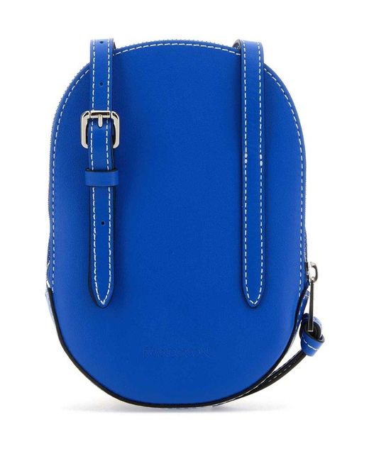 J.W. Anderson Blue Embroidered Canvas And Leather Midi Cap Crossbody Bag