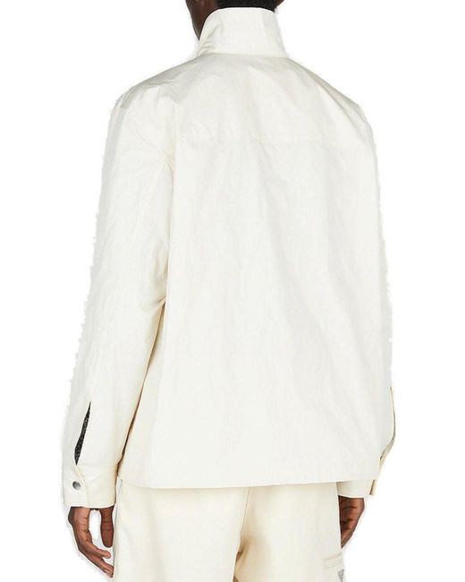 Jil Sander White High Neck Zipped Jacket for men