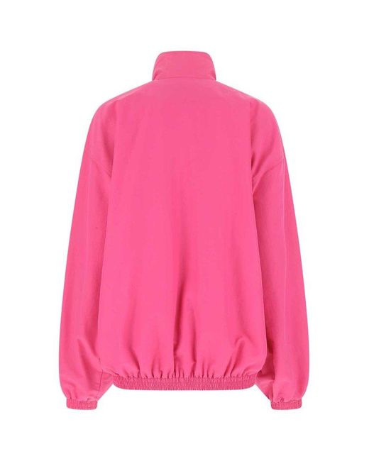 Balenciaga Synthetic Logo Embroidered Zipped Jacket in Pink | Lyst