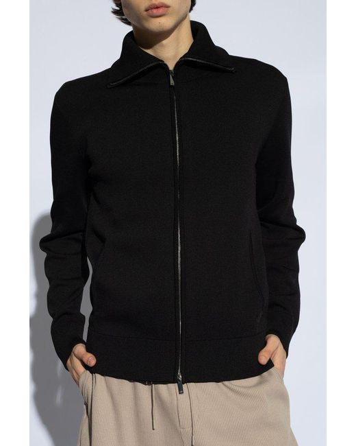 Emporio Armani Black Zip-Up Sweater for men