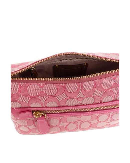 COACH Pink Demi Signature Jacquard Shoulder Bag