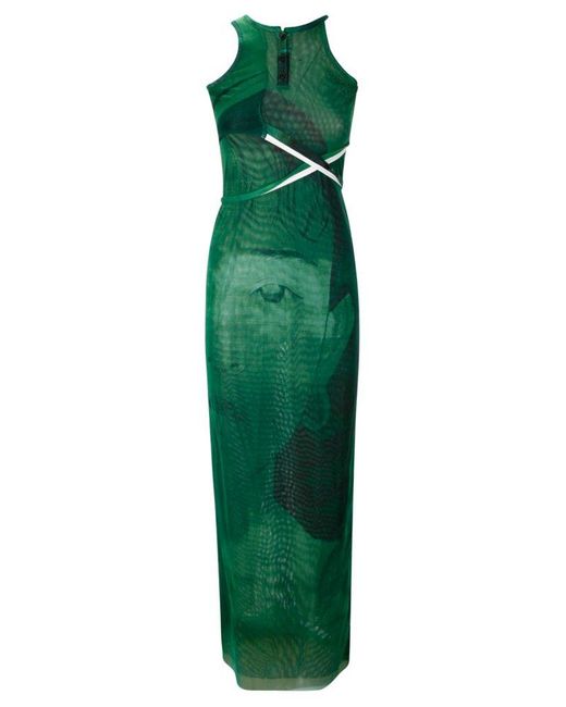 OTTOLINGER Green Sleeveless Midi Mesh Dress