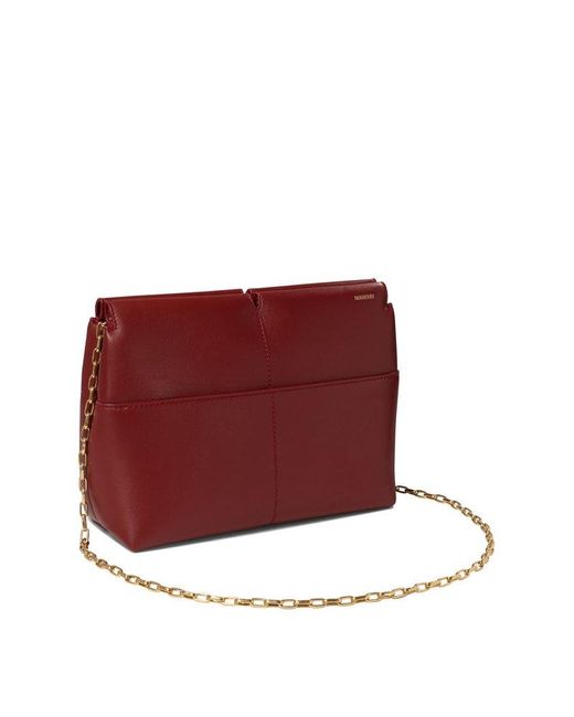 Burberry Red Snip Chain-Linked Clutch Bag