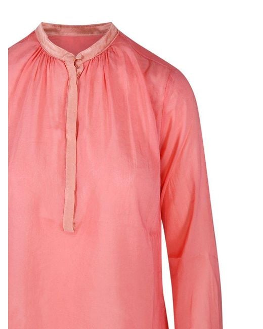 Forte Forte Pink Collarless Sleeved Blouse