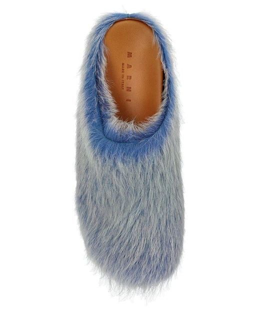 Marni Blue Long Hair Fussbett Sabots