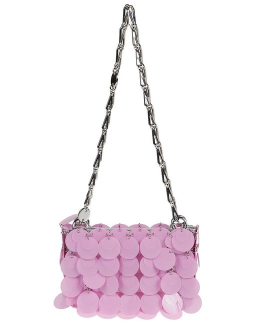 Paco Rabanne Pink 1969 Sequin-embellished Chain-linked Shoulder Bag