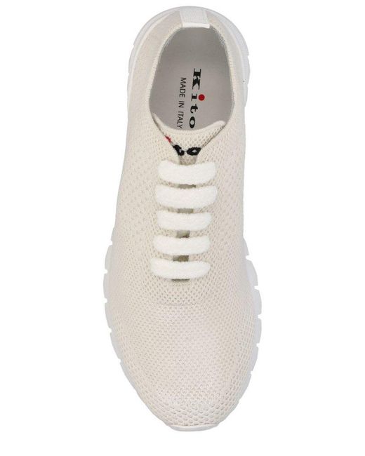 Kiton White Mesh Lace-up Sneakers