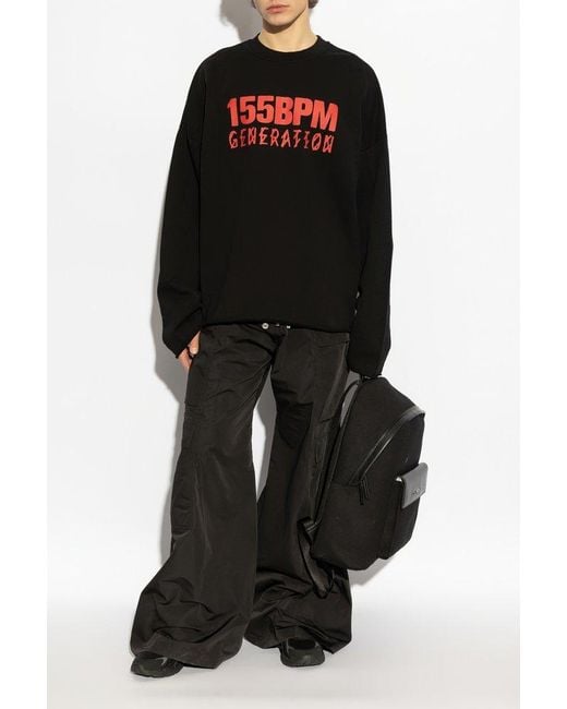 44 Label Group Black Graphic Crewneck Sweater for men