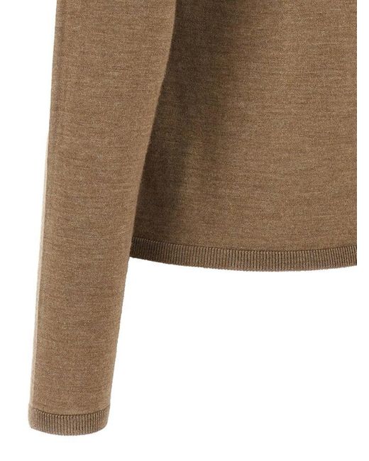 Max Mara Natural Turtleneck Knit Sweater