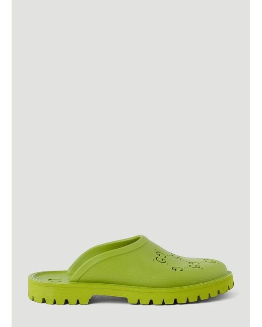 Gucci GG Perforated Slip-on Flats in Green for Men | Lyst