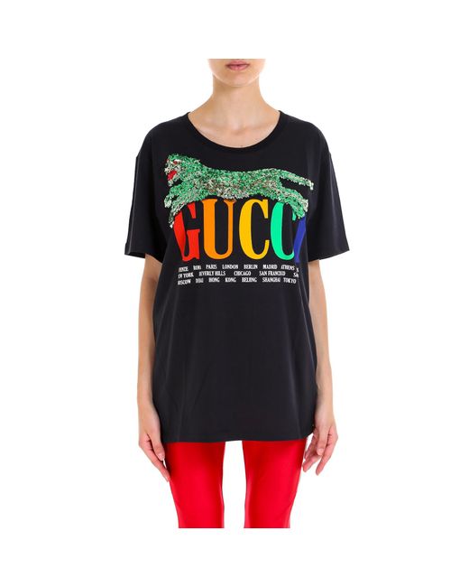 Gucci Sequin Tiger T-shirt in Gray | Lyst