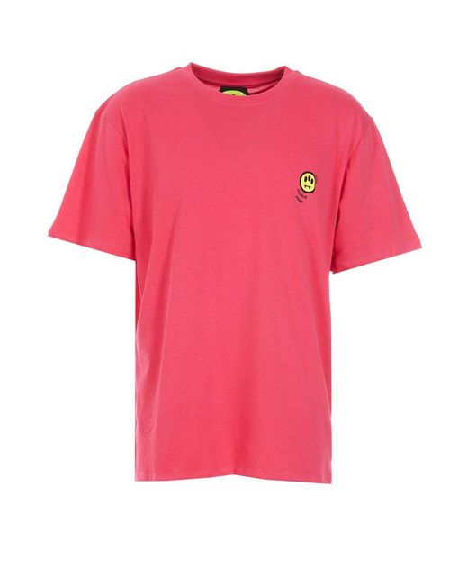 Barrow Pink Logo-printed Crewneck T-shirt for men
