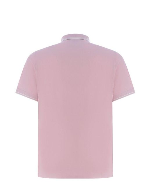 Stone Island Pink Logo Patch Short-sleeved Polo Shirt for men