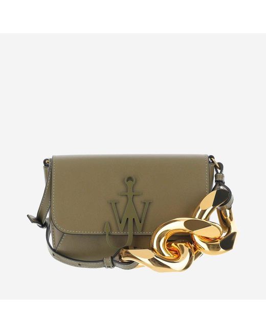 JW Anderson Leather Chain Midi Anchor Bag Forest Green In Dark Green Womens Bags Shoulder bags 