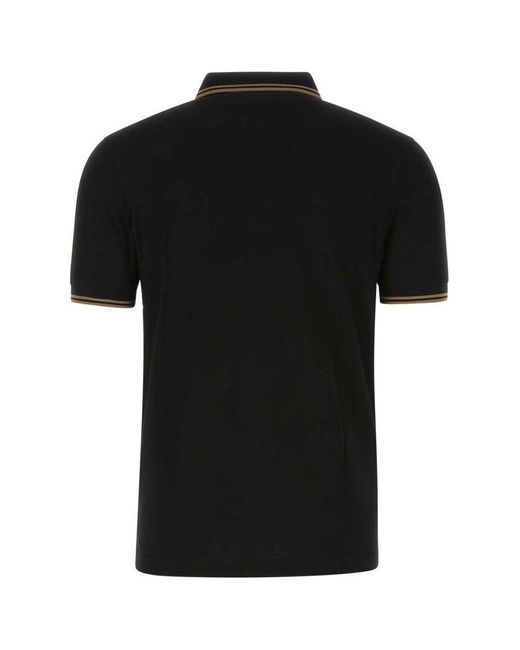 Fred Perry Black Twin Tipped Short-sleeved Polo Shirt for men