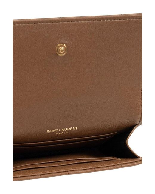 Saint Laurent Brown Quilted Wallet