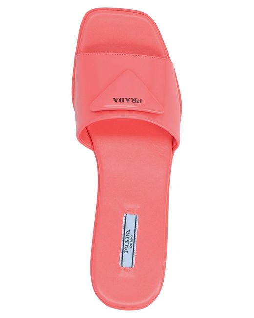 prada triangle logo slide sandal