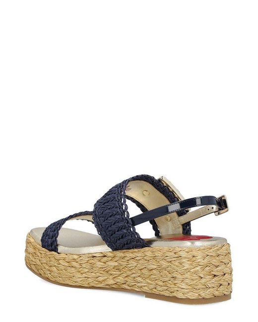Roger Vivier Blue Embellished Wedge Sandals