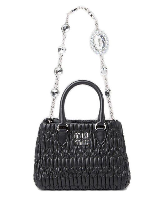 Miu Miu Chainembellished Handbag in Black Lyst