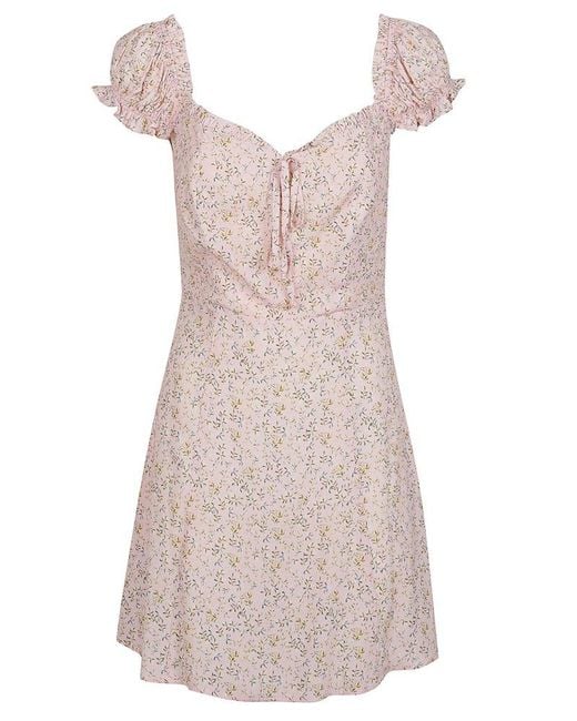 Mar De Margaritas Pink Floral Puff Sleeve Dress