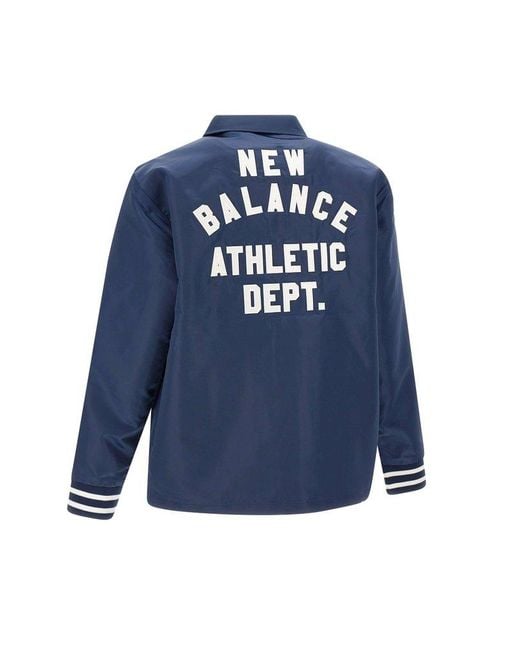 New Balance Blue Long-Sleeved Logo Detailed Jacket for men