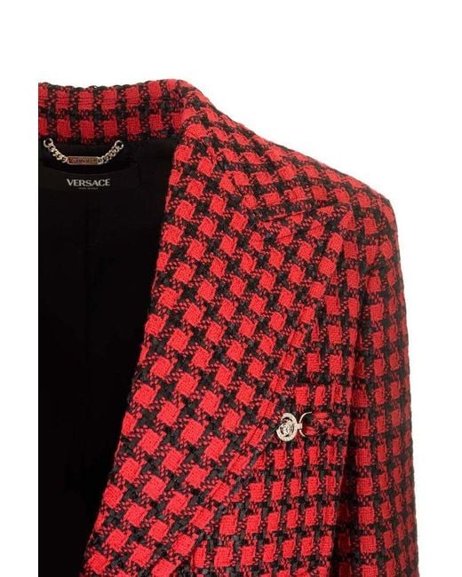 Versace Tweed Jacket in Red | Lyst