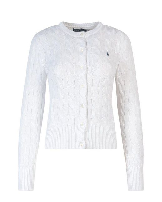 Polo Ralph Lauren White Pony Embroidered Knitted Cardigan