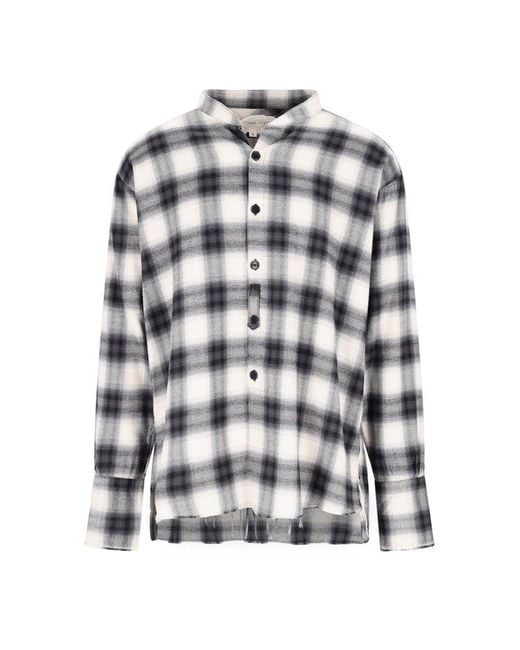 Greg Lauren White Checkered Button-Down Shirt for men