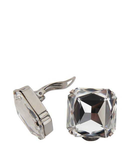 Moschino Metallic Embellished Square Clip-on Earrings