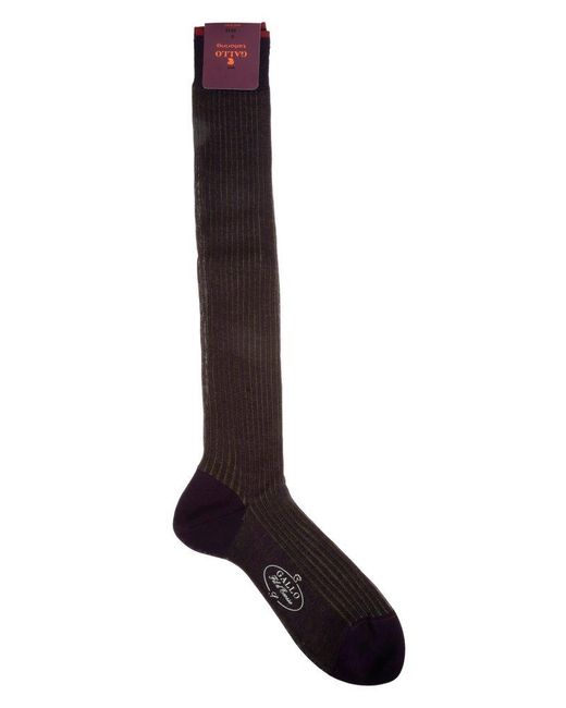Gallo Black Pinstripe Knee-High Socks for men