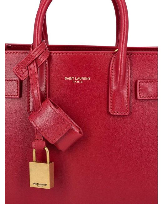 Saint Laurent Red Sac De Jour Nano Tote Bag