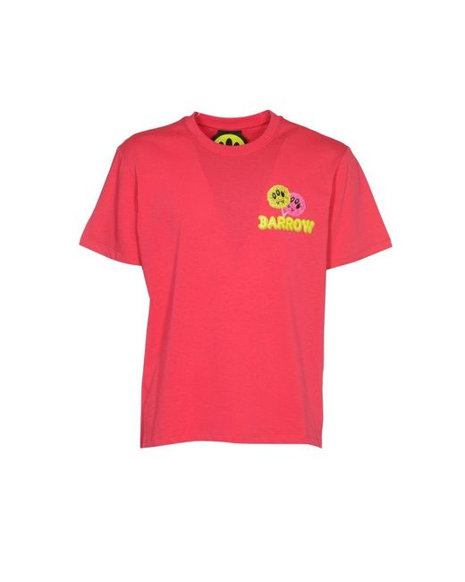 Barrow Pink Graphic-printed Crewneck T-shirt for men