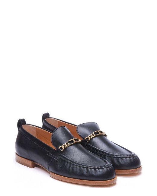 Tod's Gray Logo Chain-link Slip-on Loafers