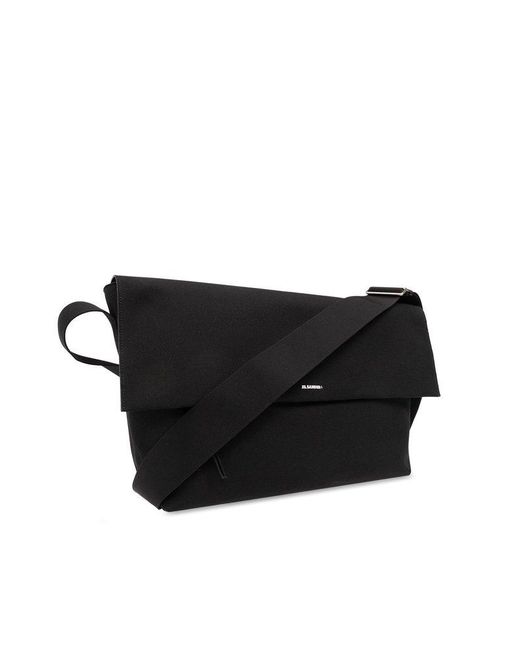 Jil Sander Black + Shoulder Bag With Logo, for men