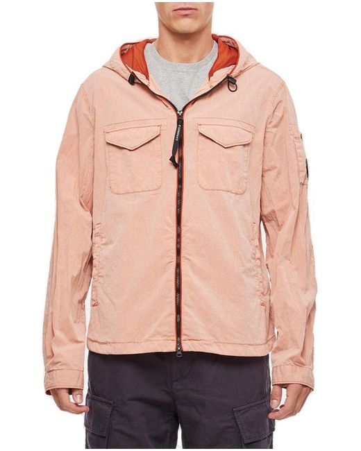 C P Company Pink Fullzip Cotton Hooded Jacket for men