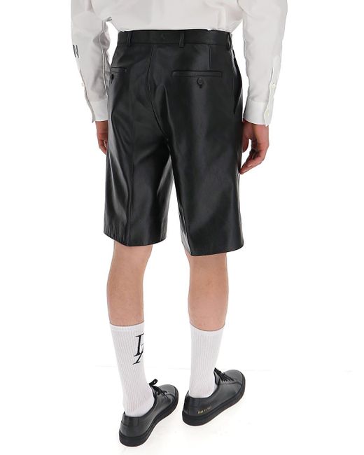 Prada Leather Tailored Shorts in Black for Men - Lyst