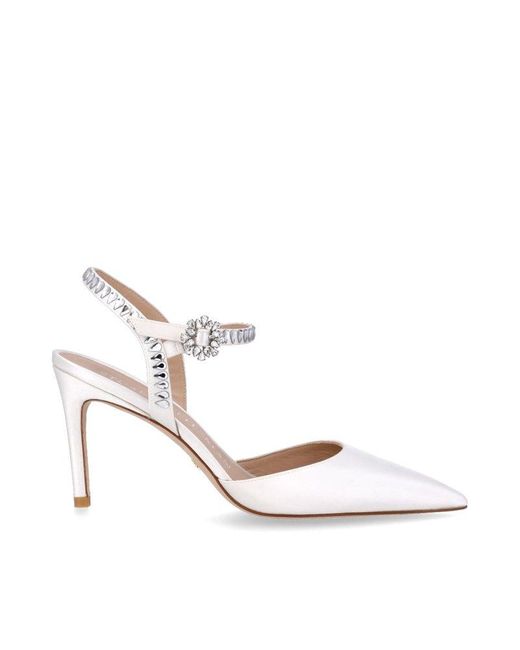 Stuart Weitzman White Pointed-toe Ankle Strapped Pumps