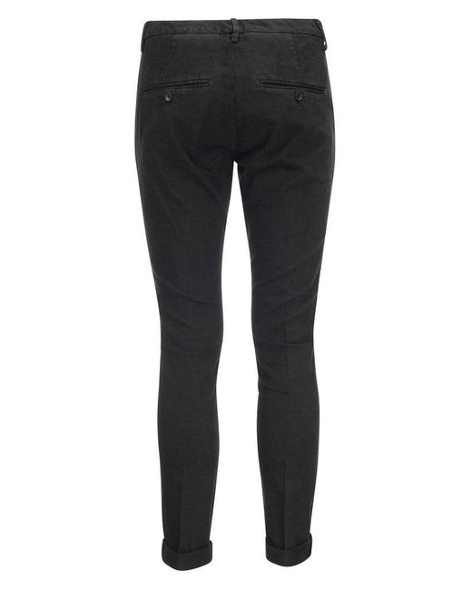 Dondup Black Mid Rise Slim Fit Trousers for men