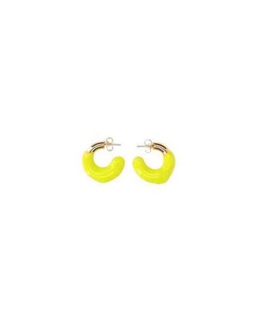 Sunnei Yellow Logo Engraved Hoop Earrings